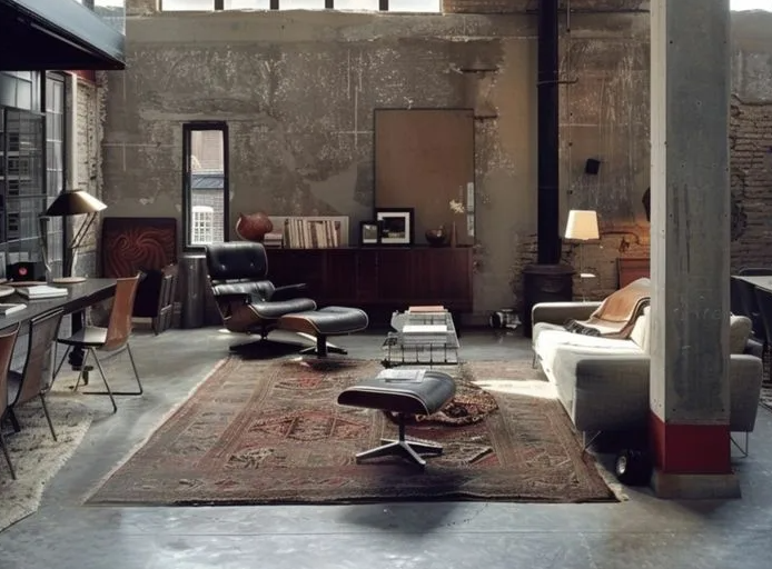 Interior of a canal loft with warm textiles and open living space